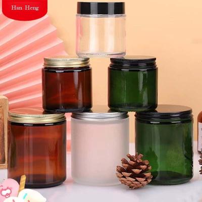 China Gift & Wholesale Luxury Container Food Glass Lid Craft Screw Canning Candle Making Jar 8oz Glass Straight Sided Glass Jars With Metal Lid for sale