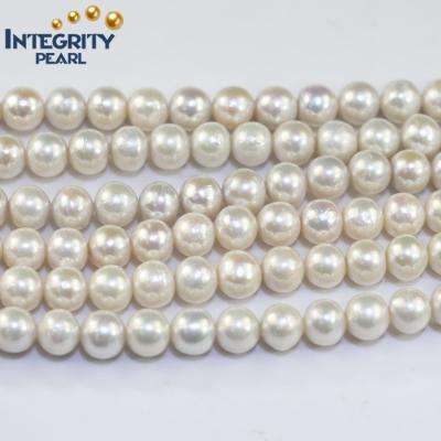 China Pearl 9-10mm Natural Freshwater Pearl Edison Loose Bead Close Round White Pearl Strings for sale