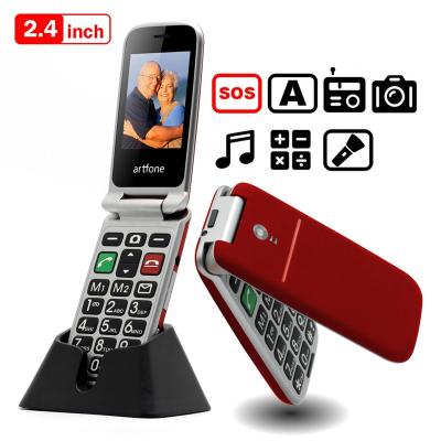 China MP3 playback artfone factory artfone CF241A red flip phone top mobile phone for the elderly for sale