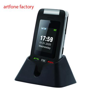 China MP3 playback artfone factory artfone C10 BLACK LCD double flip top phone mobile phone for the elderly for sale