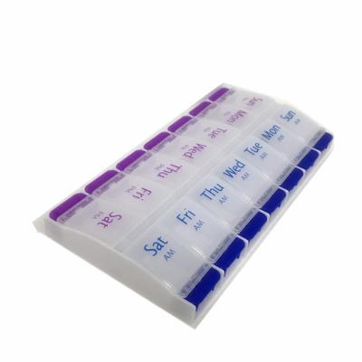 China Eco-friendly Weekly Pill Organizer Traveling Weekly Pill Box Fourteen Grids Pill Box for sale