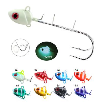 China Wholesale Bulk Freshwater Fishing Tackle 3D Eye Lead Jig Luminous Head With Double Hooks for sale