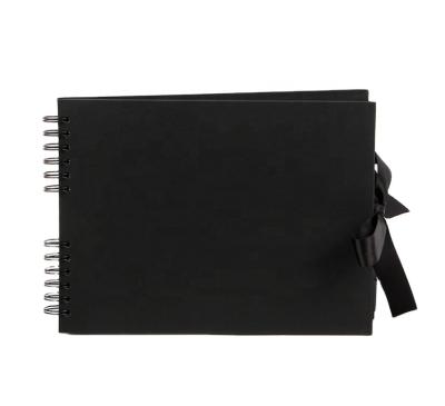 China Hardcover 40 Top Selling Black Inner Covers 8 X12 Inch White Kraft Paper Hardcover Spiral Album Notebook for sale