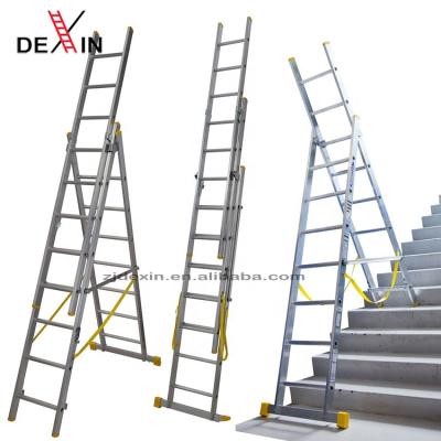 China Portable Folding Ladders DX-E307 Folding Rope Widening Mobile Step Ladder Telescopic Aluminum Attic Ladder Extension Safety Ladder for sale