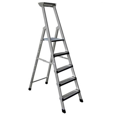 China DX-HH205 Folding Ladders, Aluminum Multi Purpose Household Ladder Extension Ladder Twin Ladder 5 Steps With Tool Tray TUV Certified for sale