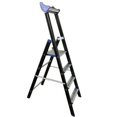 China Professional Aluminum Ladder Safety Folding Ladders DX-9200 Portable Folding Step Extension Stools With Tool Tray for sale