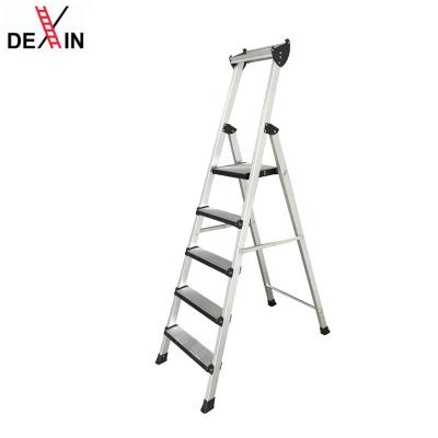 China DX-80205 Folding Ladders Classic Stair Steps Household Aluminum Safety Soft Stiff Stiff Indoor Stools Portable 5 Extend Step Ladder for sale