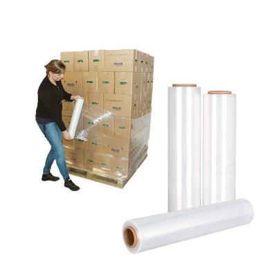 China Moisture-proof Package Polyethylene Factory Pallet Wrap LLDPE Roll Hand Roll Transparent PE Stretch Film for sale