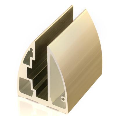 China door & Electrophoresis Champagne Golden Extruded Aluminum Window Profile For Door Flange Railing Glass Bracket for sale