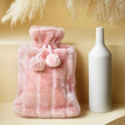 China Fabric Printed Hot Water Bottle With Fleece Cover Winter Rubber Hot Water Bag For Relief for sale