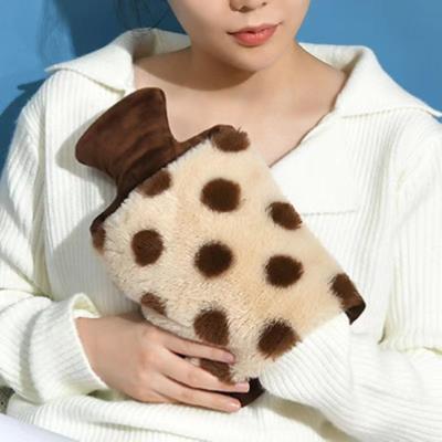 China High Quality Fabric Color Printed Various Type Rubber Hot Water Bottle With Plush Cover And Slipper Gift Set for sale