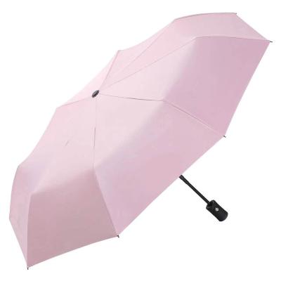 China Chinese Telescopic Blue Sky and White Clouds Print UV Protection Sun Parasol 3 Times Rain Black Coating Umbrella for sale