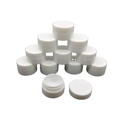 China Skin Care Mini White Cream Jar Plastic Empty Cosmetic Jar 5g 5ml pp Container With Hollow Bottom for sale