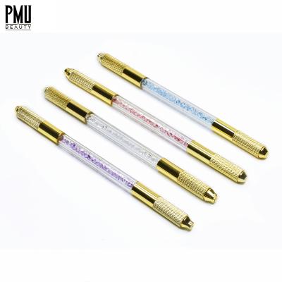 China PMbeauty Double Head Permanent Acrylic Blade Permanent Makeup Pen Fog Eyebrow Microneedles Makeup Tattoo Manual Pen for sale