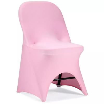 China Modern SUNTQ Wholesale Pink High quality spandex folding chair cover fabric for wedding banquet white chair cover for sale