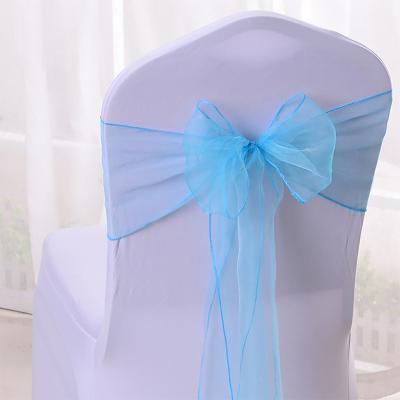 China Tear-Resistant Chiffon Chair Sashes Bows for Wedding Reception- Universal Elastic Chair Cover Bands with Buckle Slider for Banquet for sale