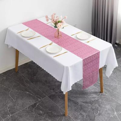 China Plain SUNTQ Wholesale12x108inch Pink Sequins Table Runner for Parties Disposable, Sparkling Party Supplies for sale