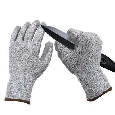 China Hot Selling Anti-impact Quality CUT-5 PU Coated HPPE Cut Resistant Glove for sale