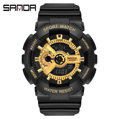 China Sanda Best Shock Men Sport Bracelet Watch strap ladies Sports Watch 3 Bar Waterproof Resistant Digital Analoge Wristwatch for sale