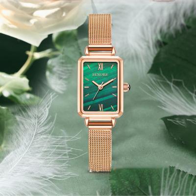 China Luxury Green Square Women Watch Fashion Leather Strap Clocks Waterproof Ladies Quartz Watches for sale