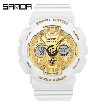 China Sanda Men Watch Analogue Digital Alarm Led Woman Waterproof Watches Dual Display Boy Wristwatch Resistant for sale