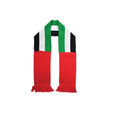 China Sports Style Soccer Logo With Different Countries Flag UAEl 2022 Custom Souvenir Scarf Team Knitting Scarf For Soccer Club Fans for sale