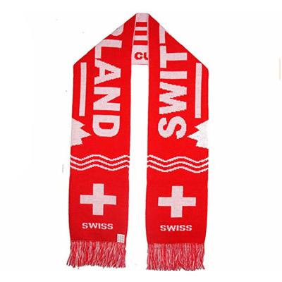 China Sports Style Logo With Different Countries Flag Switzerland Soccer Team Knitting Scarf For Soccer Club Fans 2022 Custom Souvenir Scarf for sale