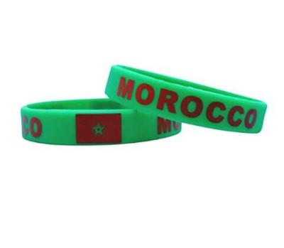 China Custom Multicolor Sports Game Wristband Silicone Wristband Rubber With Different Country Flag ForMorocco Football Fan for sale