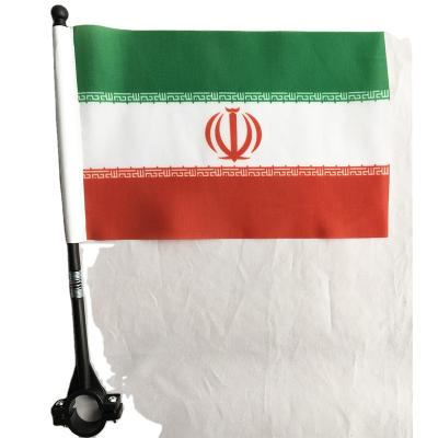 China Custom Printing Flying 14x21cm Polyester Bicycle Flag Handlebar Iran Flag For Outdoor Cycling Decoration for sale