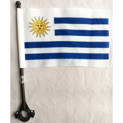 China Custom Printing 14x21cm Polyester Bicycle Flag Handlebar Uruguay Flag For Outdoor Cycling Decoration for sale