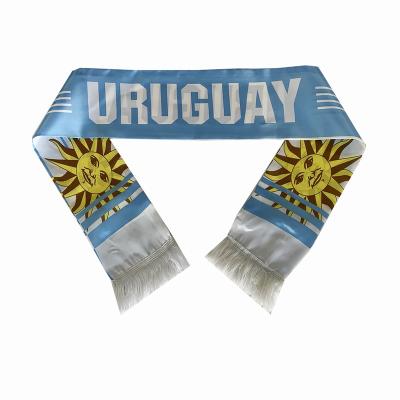 China Custom Football Fan Medium Double Sided All Different Country Flag Uruguay Flag Satin Scarf For Soccer Sport Competition for sale