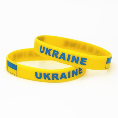 China Custom Multicolor Sports Game Hot Sale Wristband Silicone Wristband Rubber With Different Country Flag For Ukraine Football Fan for sale