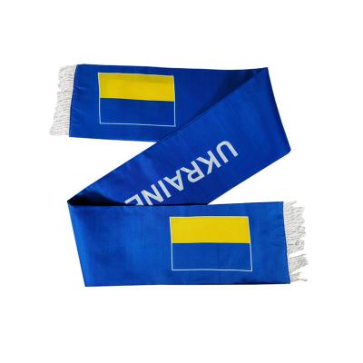 China Football Fan Medium Double Sided Custom Made All Different Country Flag Ukraine Flag Satin Scarf For Soccer Sport Competition for sale