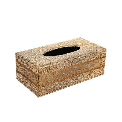 China New Traditional Home Decorative Square Tissue Box Table Leather Tissue Holder for sale