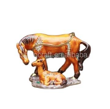 China Decoration horse (mare) nuzzling foal trinket jewelry box wholesale for sale