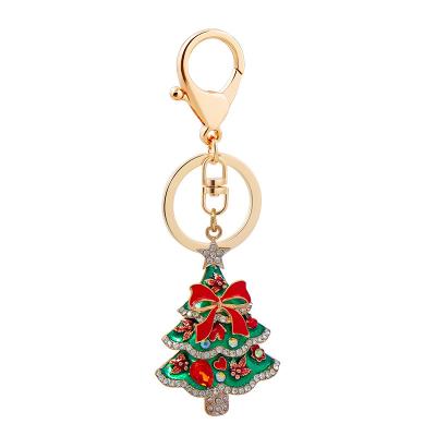 China New Decoration Metal Enamel Christmas Tree Keychain For Girlfriend for sale