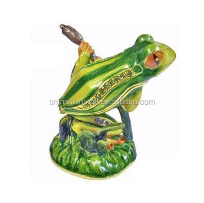 China Decoration Chimbing Frog Hinged Metal Trinket Box For Collectible Gift for sale