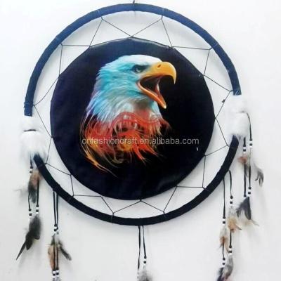 China Handmade Wolf/Bear Eagle Dream Catcher Wall Hanging Decoration Craft Gift from India for sale