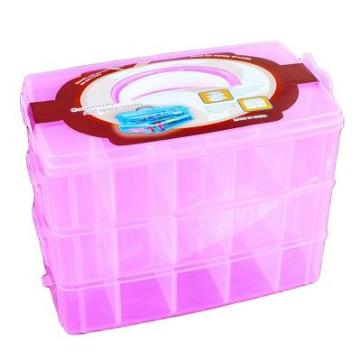 China 3Layer 30 Compartments Viable Clear Plastic Storage Box With Dividers Plastic Jewelry Cosmetic Storage Box for sale