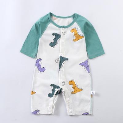 China Long sleeeves ready to ship 100% cotton baby rompers baby wear apparel boneless stitching newborn jumpsuit for sale