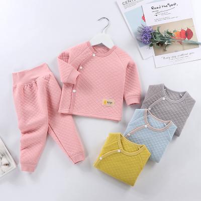 China Winter 2PCS 0-18M Thick Anti-Shrink Cotton Newborn Clothes 3 Layers Boys Girls Baby Sets Tops Pants Suit Outfit Outfits Sets for sale