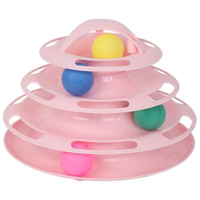 China Viable Cat Toy Roller 3/4-Level Turntable Balls with Colorful Balls Interactive Puzzle Kitten Toys Fun Mental Physical Exercise for sale