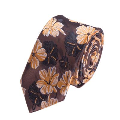 China Custom Design Fashion Cravatta Thin Polyester Tie Floral Neck Ties 148x8x4cm for sale