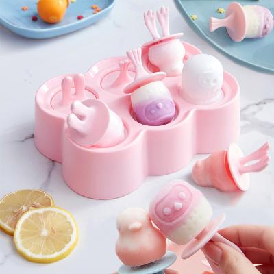 China Household Sustainable Multi-shape Children's Food Supplement Box Ice Cream Silicone Molds Reusable Easy Release Popsicles With Lid Stick for sale