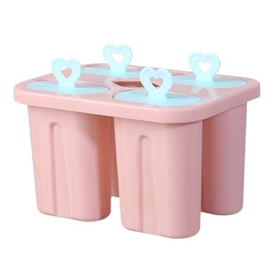 China Bpa Free Four Grid Ice Cream Mold Food Grade Ice Cream Sustainable Home Silicone Popsicle Molds Reusable Easy Release Popsicles for sale