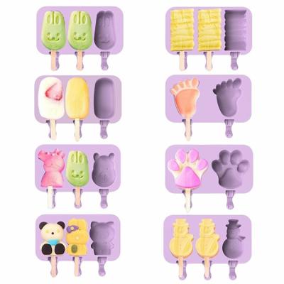 China Sustainable Hot Sale High Quality Silicone Home Ice Cream Tools Handmade Popsicle Tray Molds Reusable Easy Release Popsicles for sale