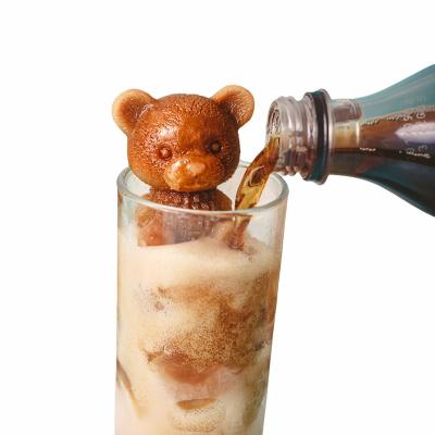 China Viable Hot Selling Cube In Teddy Bear Best Selling Food Grade Silicone Ice Cream Mold Mold For Use For Coffee Frozen Milk for sale