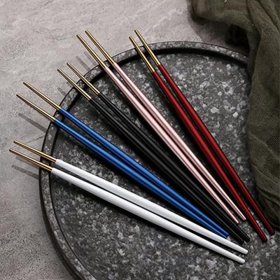 China Viable Japanese Titanium Custom Logo Reusable Stainless Steel Pointed Chopsticks for sale