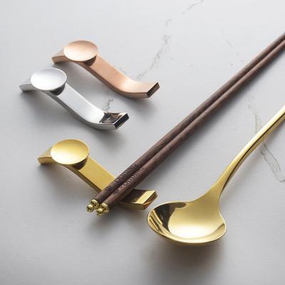 China Durable Lightweight PVD Deluxe Chopsticks Spoons 18/10 Gold Stainless Steel Spoon Rest with Chopsticks Holders for sale