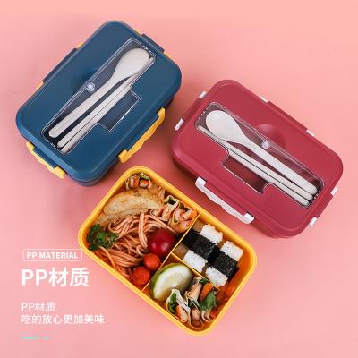 China Outdoor Cafeteria Large Capacity Work Student Camping Freshness Storage Portable BoxFood Packing Lunch Box with Flatware Cutlery for sale